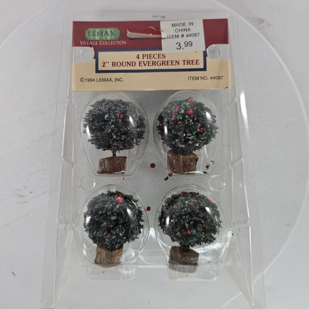 Lemax Village Collection 2" Round Evergreen Tree Set Of 4